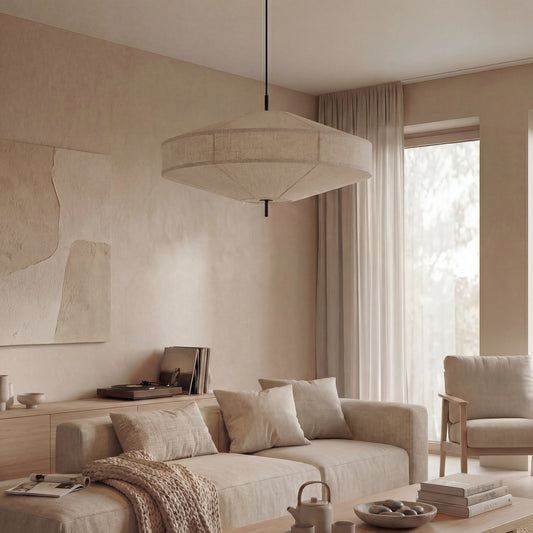 Hanglamp Oslo Off-white Linnenlook- Japandi Design
