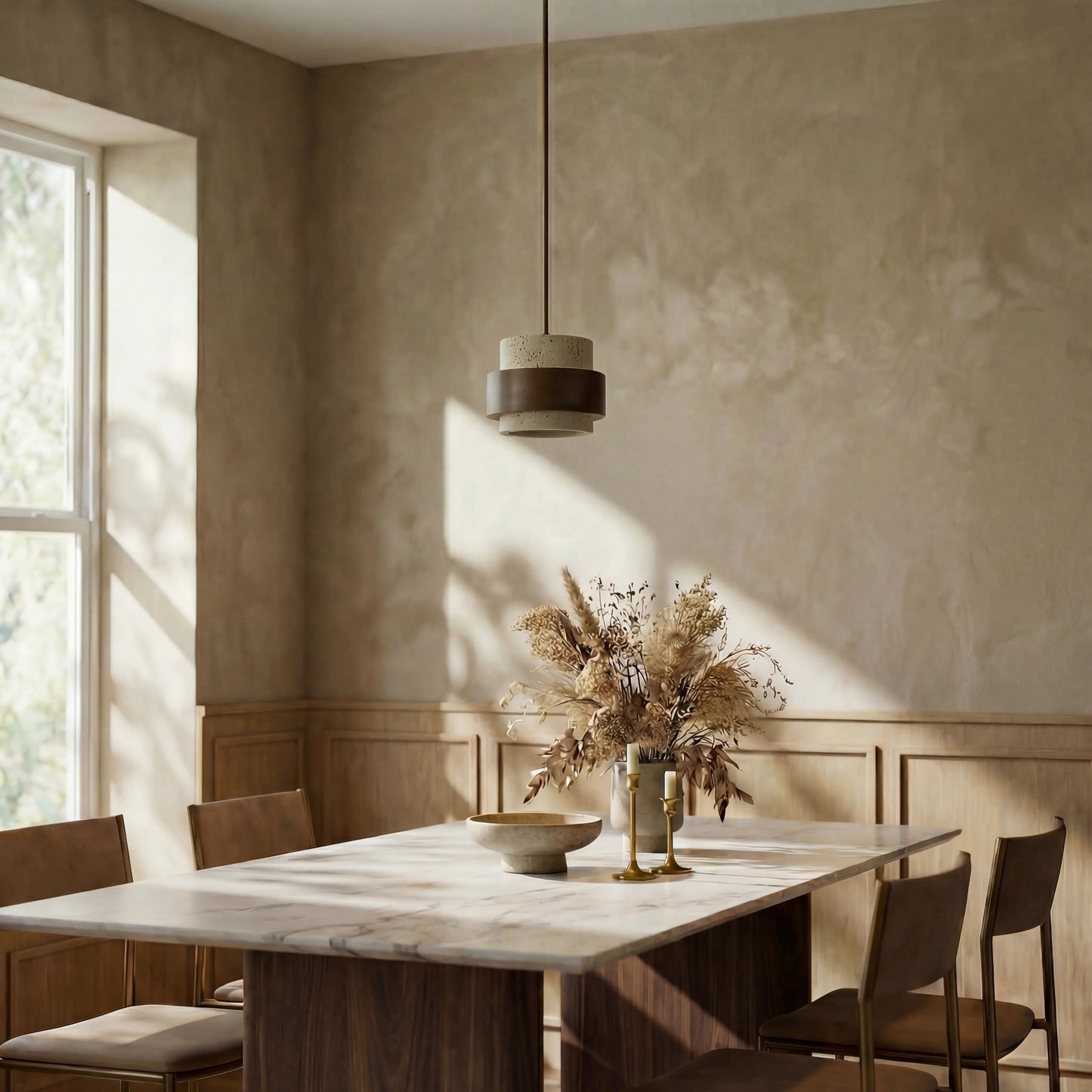 Travertin Hanglamp Gjovik - Japandi Design