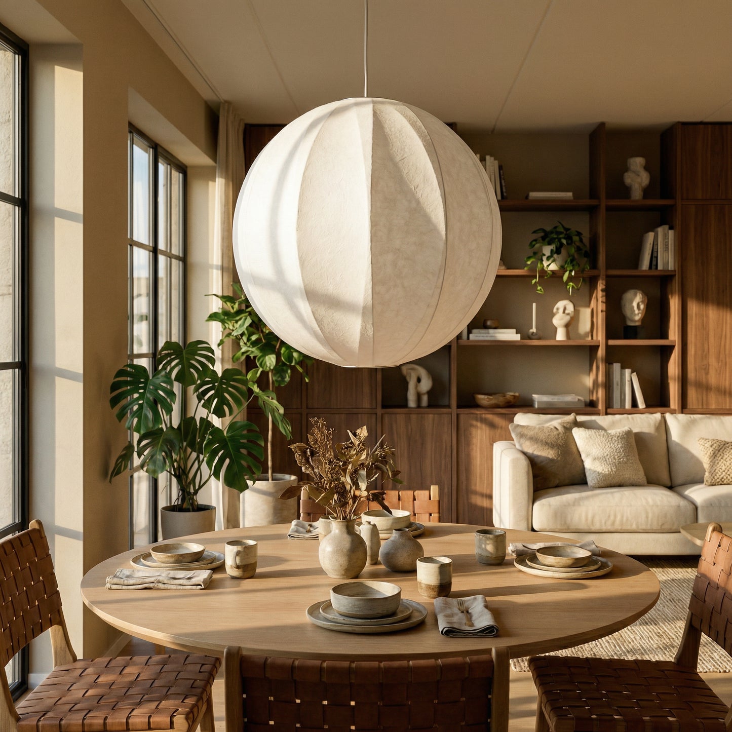 Witte Ronde Bol Hanglamp Hamar - Japandi Design
