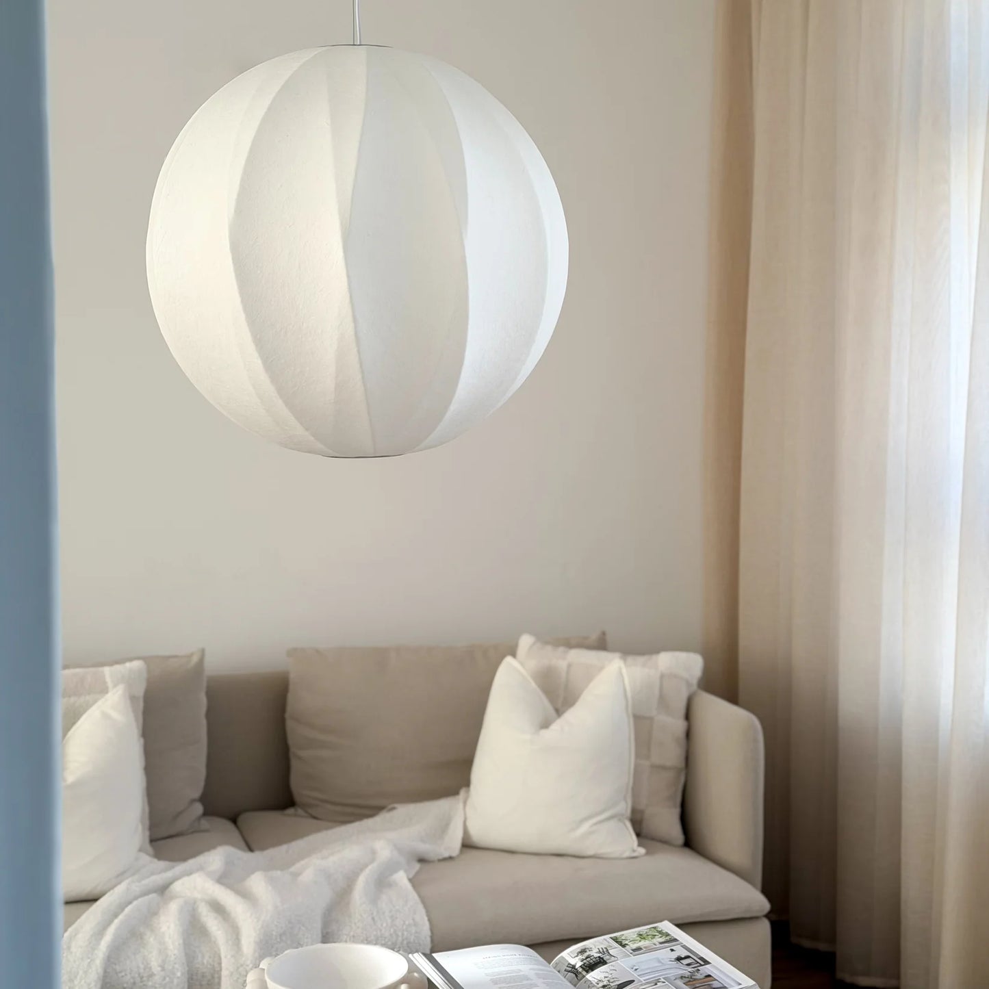 Witte Ronde Bol Hanglamp Hamar - Japandi Design