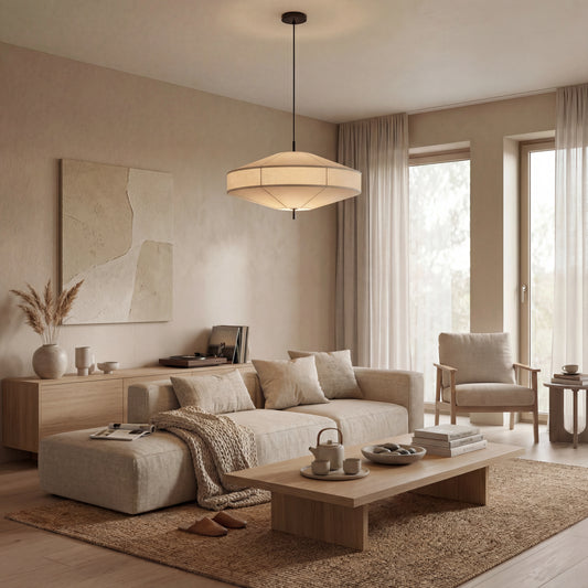 Hanglamp Oslo Off-white Linnenlook- Japandi Design