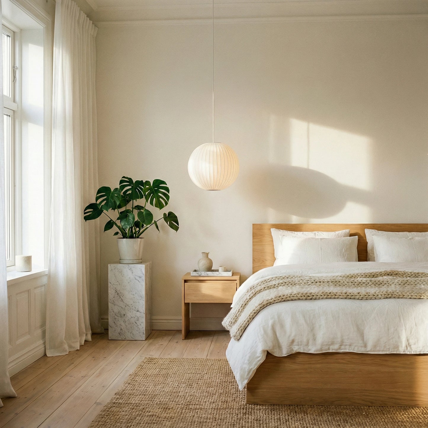 Witte Ronde Bol Hanglamp Vardo – Japandi Design