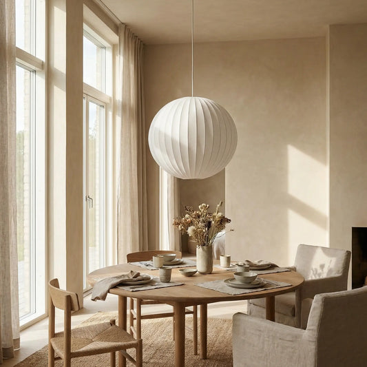 Witte Ronde Bol Hanglamp Vardo – Japandi Design