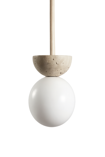 Bolvormige Travertin Hanglamp Lyngdal - Japandi Design