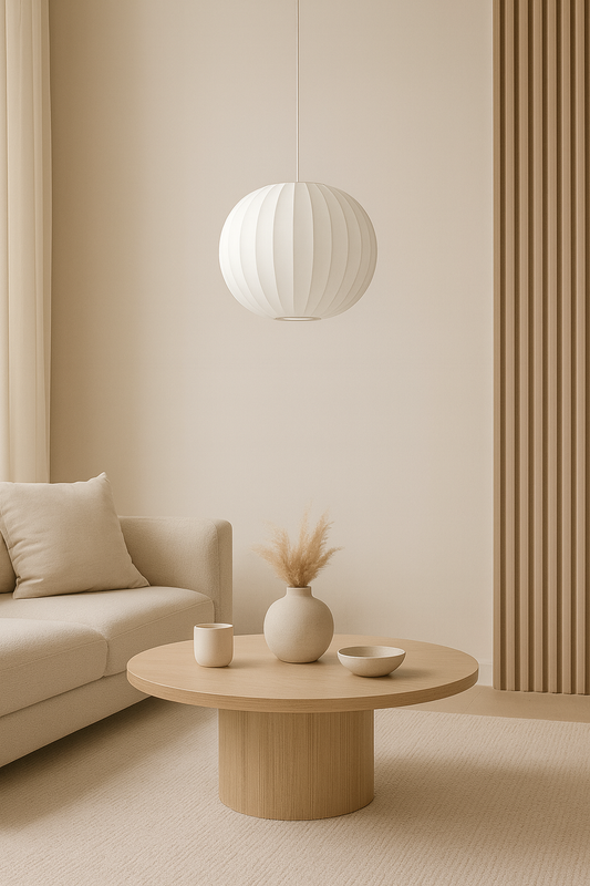 Witte Ronde Bol Hanglamp Vardo – Japandi Design