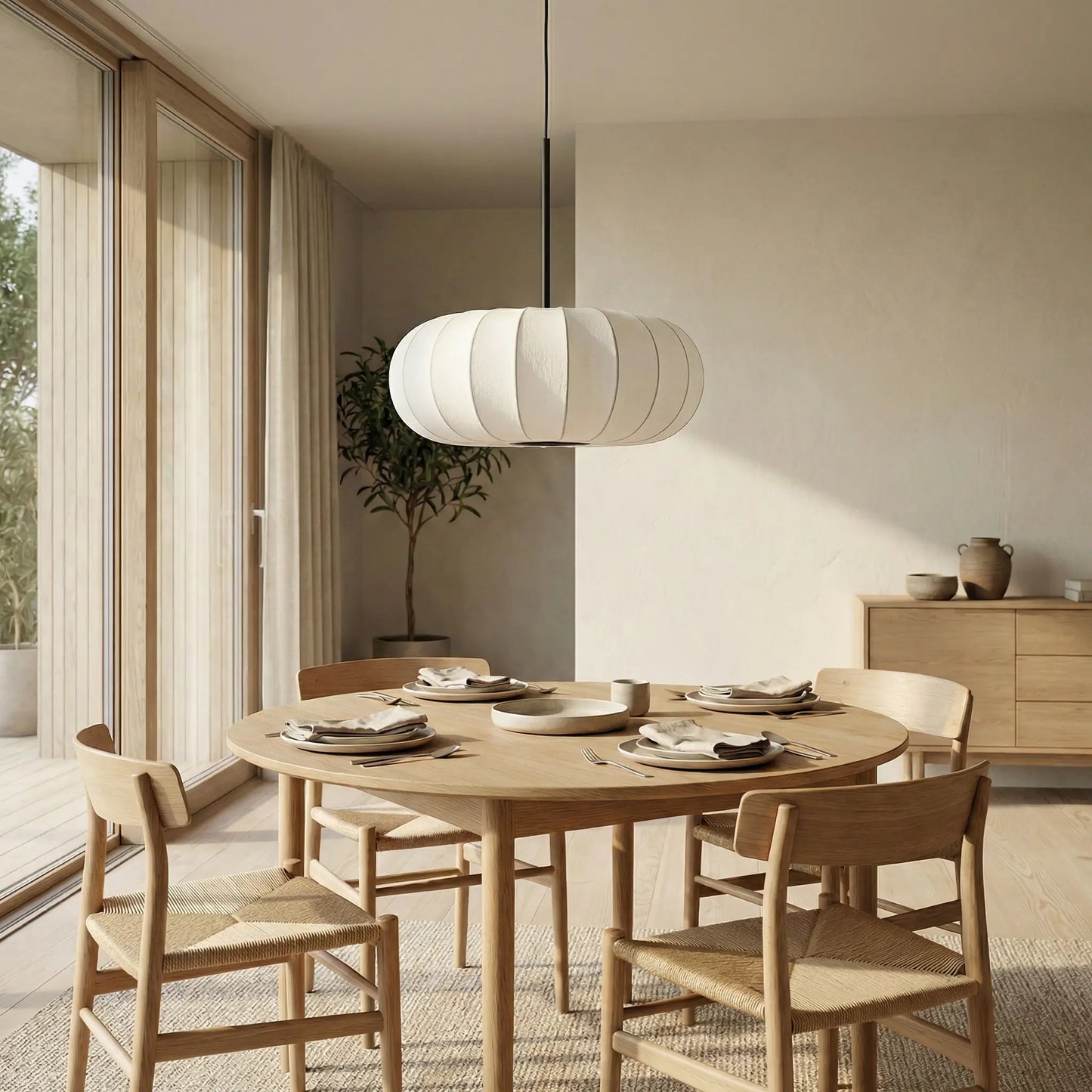 Witte Ovalen Hanglamp Tromso - Japandi Design