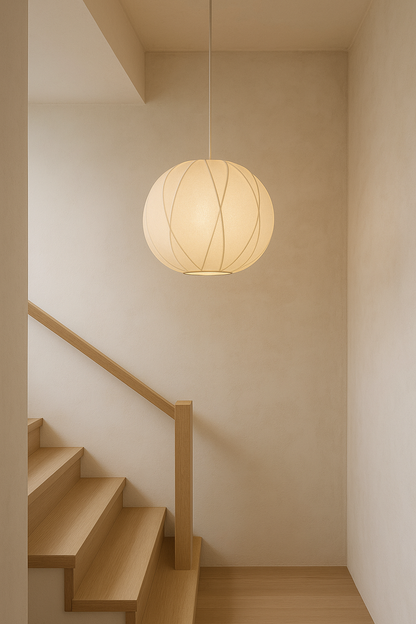 Witte Ronde Bol Hanglamp Hamar - Japandi Design